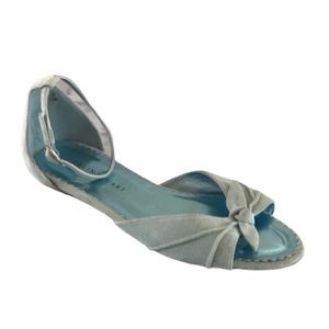 ✨HP✨ Colin Stewart Suede Bow Ankle Strap Flats 8 Aqua